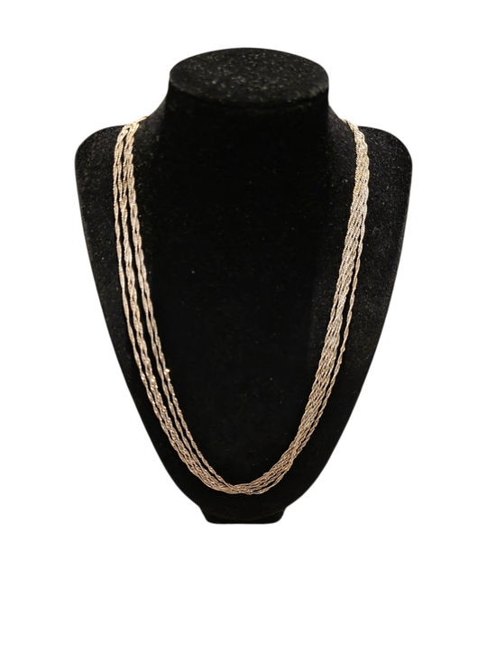 Jewelry - Multi-Strand Silver Rope Chain Necklace - Women Jewelry